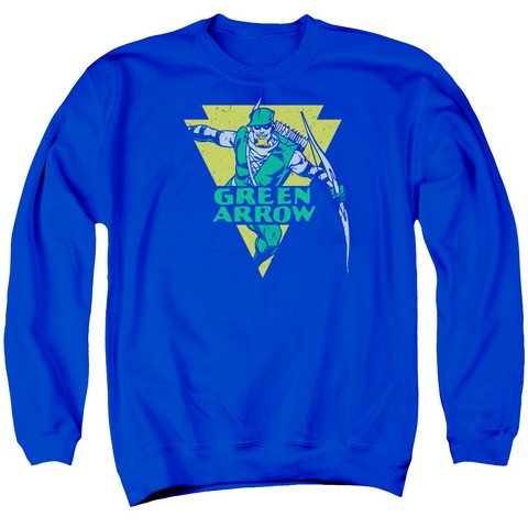 DC-Distressed Arrow - Adult Sweat Tee Crew - Royal Blue- Large