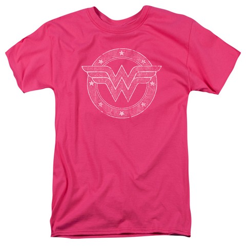 Dc-Tattered Emblem - Short Sleeve Adult 18-1 Tee - Pink- Extra Large