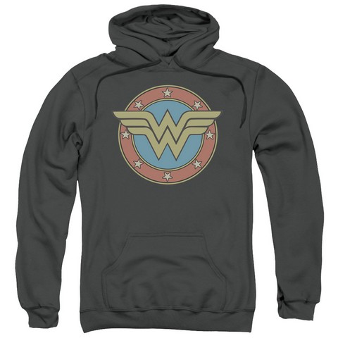 Dc-Ww Vintage Emblem - Adult Pull-Over Hoodie - Charcoal- Medium
