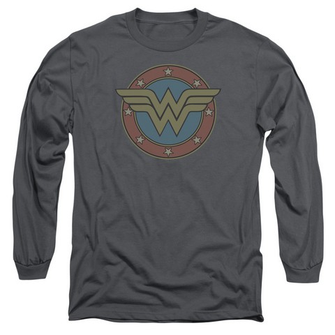 Dc-Ww Vintage Emblem - Long Sleeve Adult 18-1 Tee - Charcoal- Medium