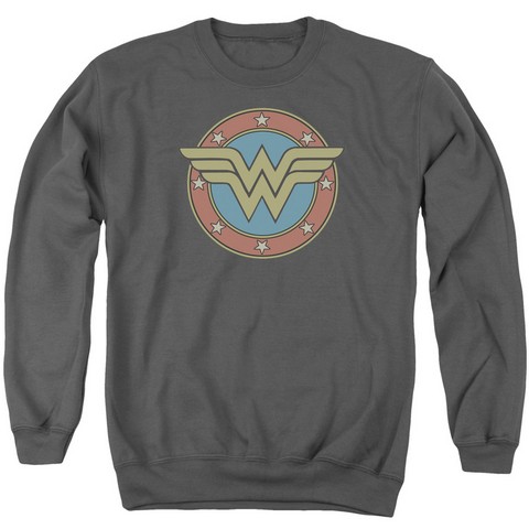 Dc-Ww Vintage Emblem - Adult Sweat Tee Crew - Charcoal- 3X