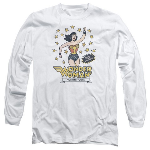 Dc-Action Figure - Long Sleeve Adult 18-1 Tee - White- Extra Large