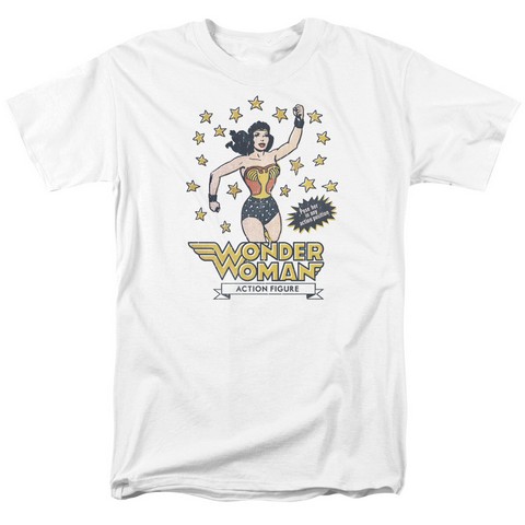 Dc-Action Figure - Short Sleeve Adult 18-1 Tee - White- Medium