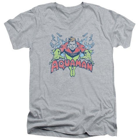 Dc-Splish Splash - Short Sleeve Adult 30-1 Tee V-Neck - Athletic Heather- Small