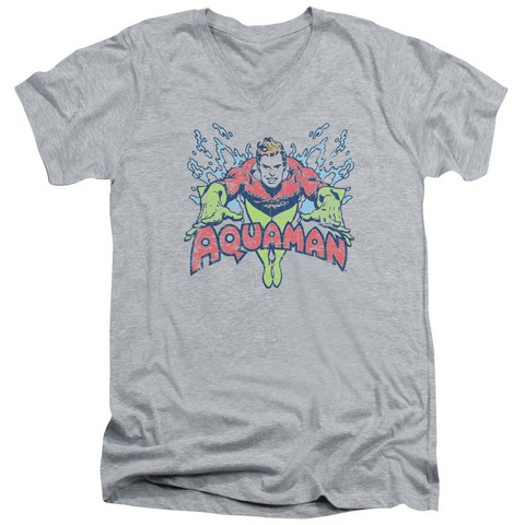 DC-Splish Splash - Short Sleeve Adult 30-1 Tee V-Neck - Athletic Heather- Medium
