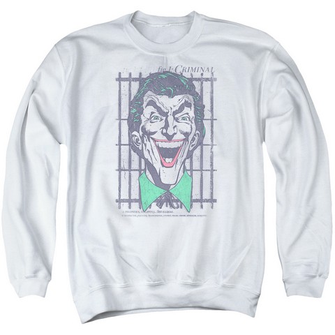 Dc-Criminal - Adult Sweat Tee Crew - White- Small