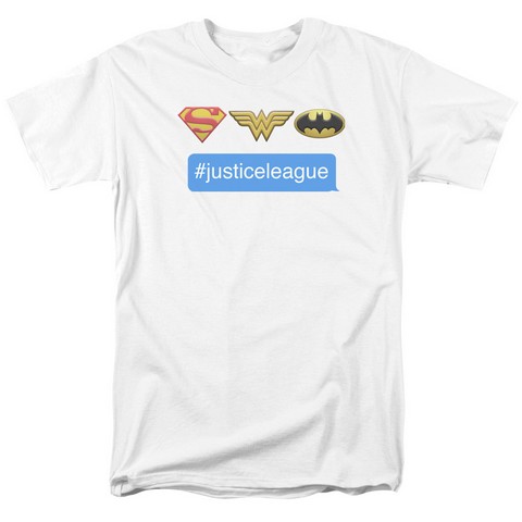Dc-Hashtag Jla - Short Sleeve Adult 18-1 Tee - White- 5X