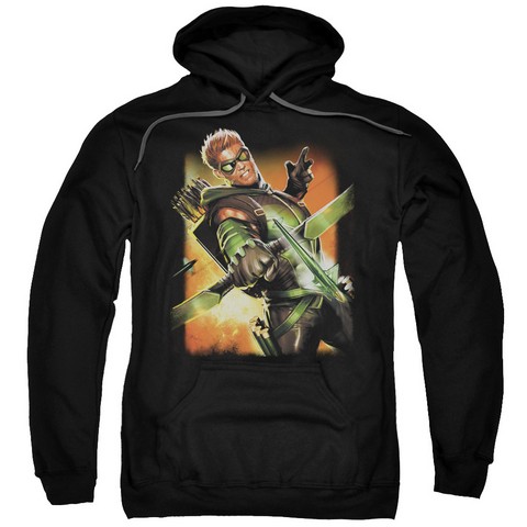 Jla-Green Arrow No.1 - Adult Pull-Over Hoodie - Black- Small -  Trevco, DCR103-AFTH-1