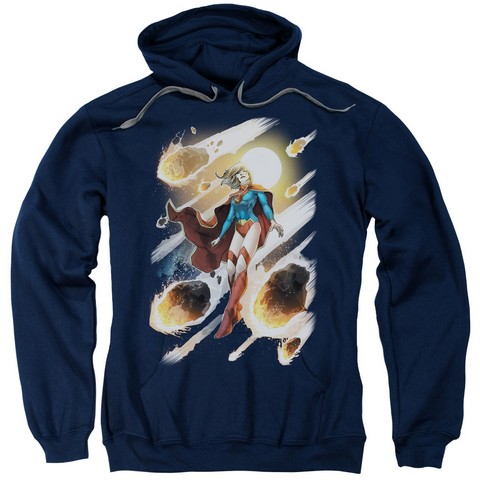 Jla-Supergirl No.1 - Adult Pull-Over Hoodie - Navy- Medium