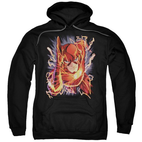 Jla-Flash No.1 - Adult Pull-Over Hoodie - Black- Large