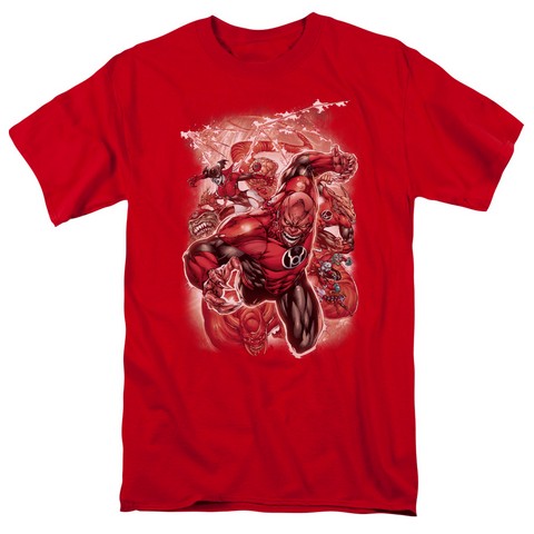 Green Lantern-Red Lanterns No.1 - Short Sleeve Adult 18-1 Tee - Red- Extra Large