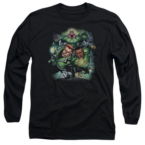 Green Lantern-Corps No.1 - Long Sleeve Adult 18-1 Tee - Black- Extra Large