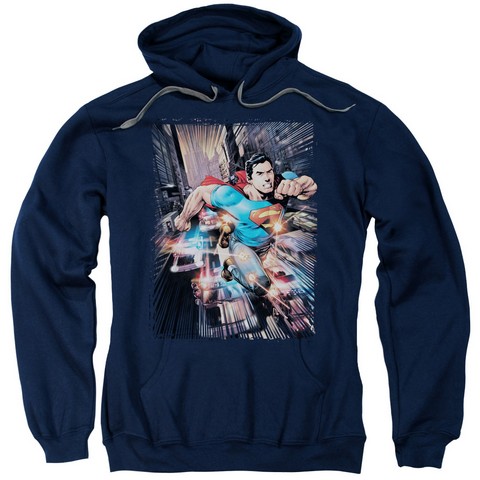 Superman-Action Comics No.1 - Adult Pull-Over Hoodie - Navy- 3X -  Trevco, DCR117-AFTH-6