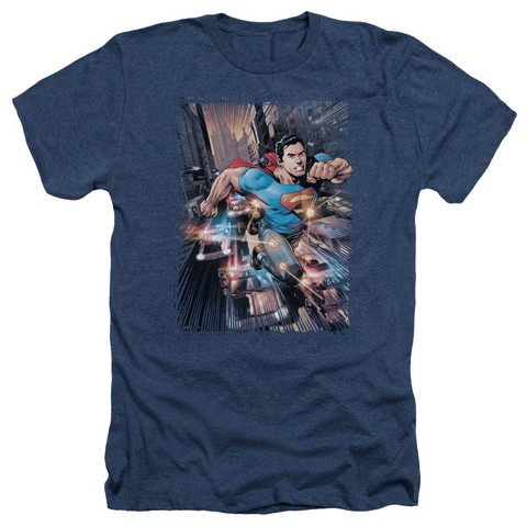 Superman-Action Comics No.1 - Adult Heather Tee - Navy- Extra Large