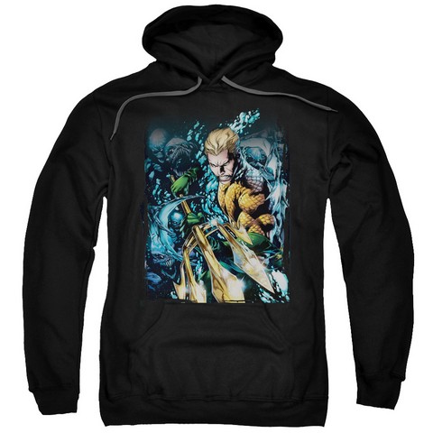 Jla-Aquaman No.1 - Adult Pull-Over Hoodie - Black- Extra Large