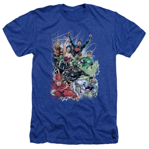 Jla-Justice League No.1 - Adult Heather Tee - Royal- 2X
