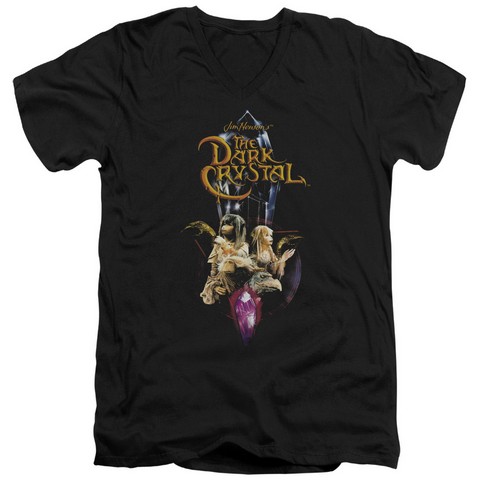 Dark Crystal-Crystal Quest - Short Sleeve Adult 30-1 Tee V-Neck - Black- Medium