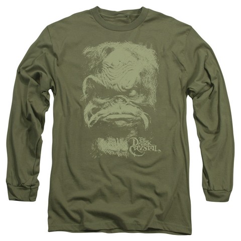 Dark Crystal-Aughra - Long Sleeve Adult 18-1 Tee - Military Green- Medium