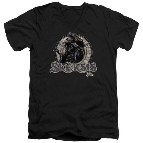 Dark Crystal-Skeksis - Short Sleeve Adult 30-1 Tee V-Neck - Black- Extra Large