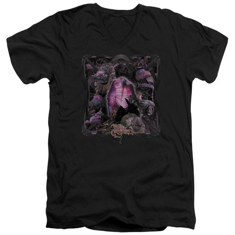 Dark Crystal-Lust For Power - Short Sleeve Adult 30-1 Tee V-Neck - Black- Medium
