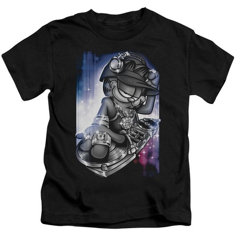 Garfield-Dj Lazy Short Sleeve Juvenile 18-1 Tee- Black - Medium 5-6