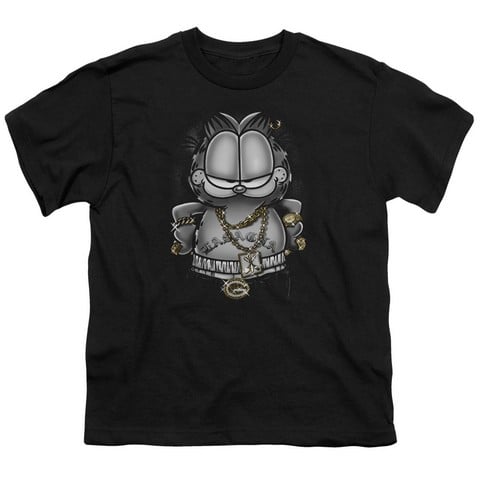 Garfield-Lasagna For Life Short Sleeve Youth 18-1 Tee- Black - Large
