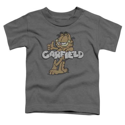 Garfield-Retro Garf Short Sleeve Toddler Tee- Charcoal - Small 2T