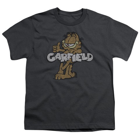 Garfield-Retro Garf Short Sleeve Youth 18-1 Tee- Charcoal - Small