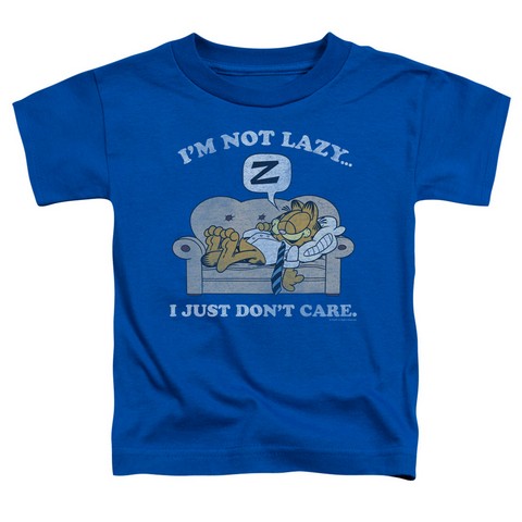 Garfield-Not Lazy Short Sleeve Toddler Tee- Royal - Large 4T