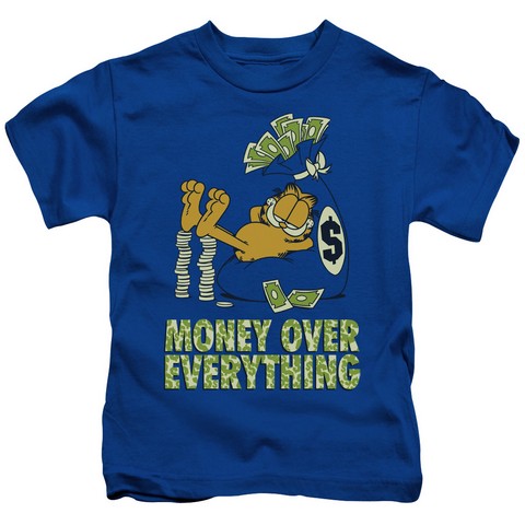 Garfield-Money Is Everything Short Sleeve Juvenile 18-1 Tee- Royal - Large 7