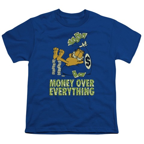 Garfield-Money Is Everything Short Sleeve Youth 18-1 Tee- Royal - Large