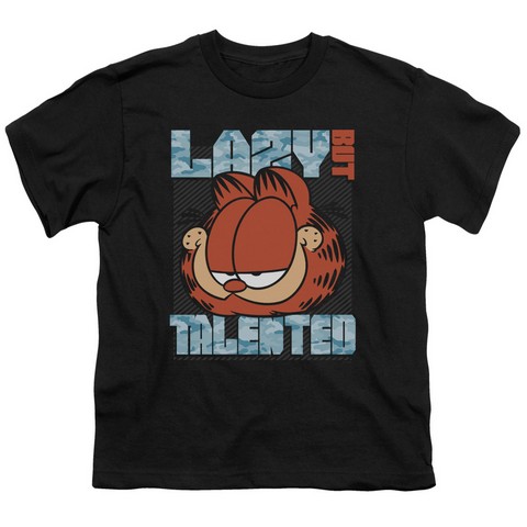 Garfield-Lazy But Talented Short Sleeve Youth 18-1 Tee- Black - Medium