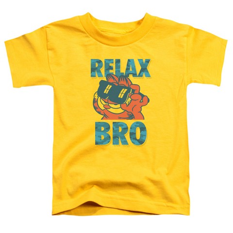 Garfield-Relax Bro Short Sleeve Toddler Tee- Yellow - Medium 3T