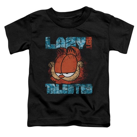 Garfield-Lazy But Talented Distressed Short Sleeve Toddler Tee- Black - Small 2T