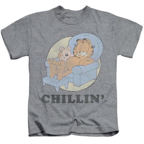 Garfield-Chillin Short Sleeve Juvenile 18-1 Tee- Athletic Heather - Small 4