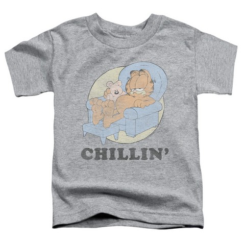 Garfield-Chillin Short Sleeve Toddler Tee - Athletic Heather - Small 2T