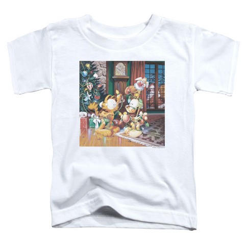 Garfield-Odie Tree Short Sleeve Toddler Tee- White - Medium 3T