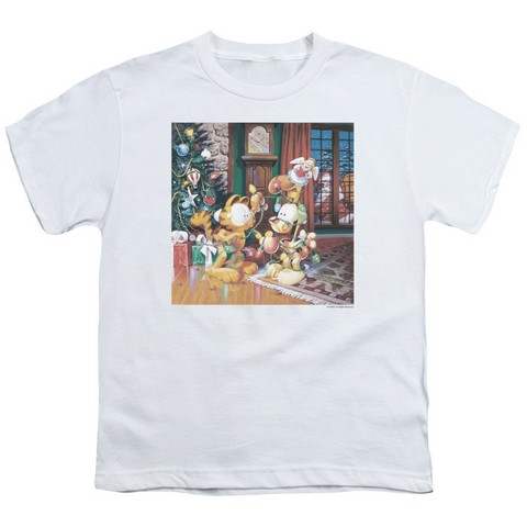 Garfield-Odie Tree Short Sleeve Youth 18-1 Tee- White - Medium