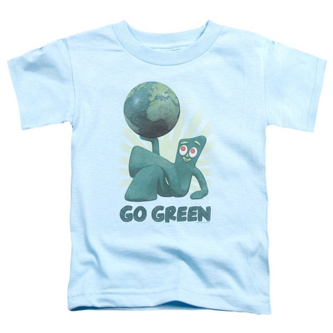 Gumby-Go Green Short Sleeve Toddler Tee- Light Blue - Small 2T