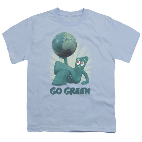 Gumby-Go Green Short Sleeve Youth 18-1 Tee- Light Blue - Small