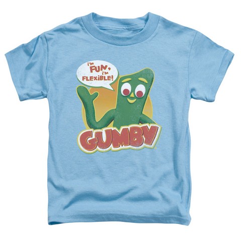 Gumby-Fun & Flexible Short Sleeve Toddler Tee- Carolina Blue - Small 2T