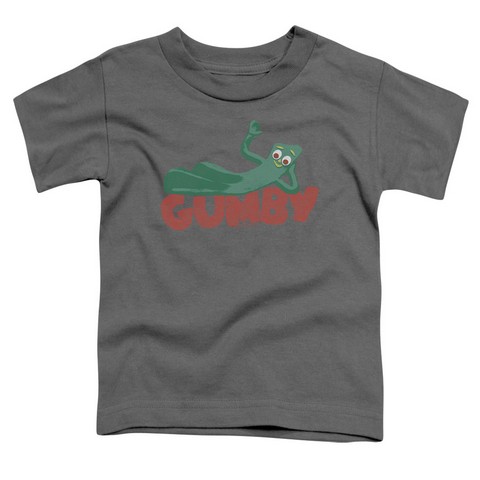 Gumby-On Logo Short Sleeve Toddler Tee- Charcoal - Small 2T