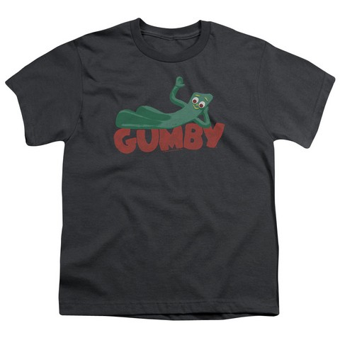 Gumby-On Logo Short Sleeve Youth 18-1 Tee- Charcoal - Large
