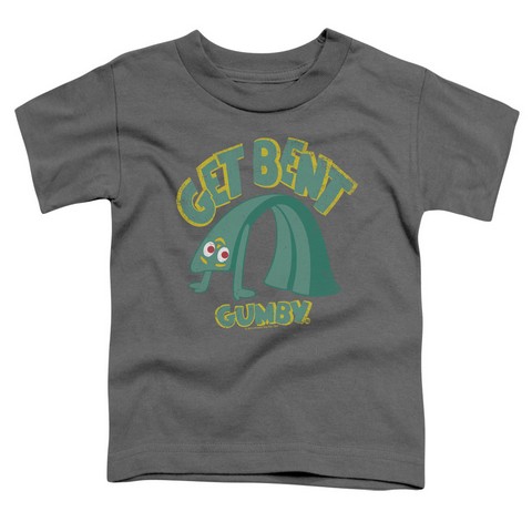 Gumby-Get Bent Short Sleeve Toddler Tee- Charcoal - Medium 3T