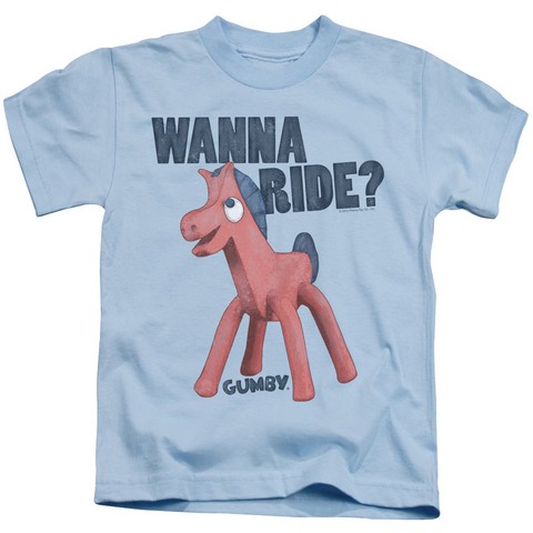 Gumby-Wanna Ride Short Sleeve Juvenile 18-1 Tee- Light Blue - Medium 5-6