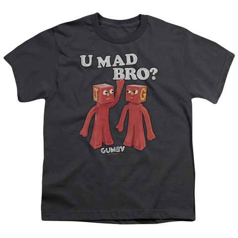 Gumby-U Mad Bro Short Sleeve Youth 18-1 Tee- Charcoal - Medium