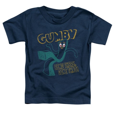 Gumby-Bend There Short Sleeve Toddler Tee- Navy - Large 4T