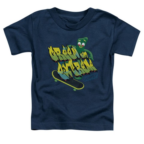 Gumby-Green And Extreme Short Sleeve Toddler Tee- Navy - Medium 3T