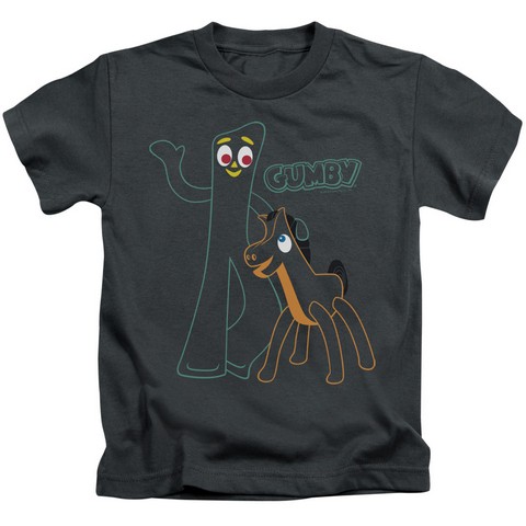 Gumby-Outlines Short Sleeve Juvenile 18-1 Tee- Charcoal - Small 4