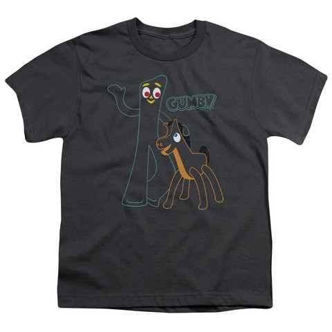 Gumby-Outlines Short Sleeve Youth 18-1 Tee- Charcoal - Large